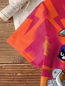 Teen Titans Go X SHEIN On Graphic T-Shirt - Short Sleeves Round Neck Regular Fit - Cartoon Superhero Print - White - View 4