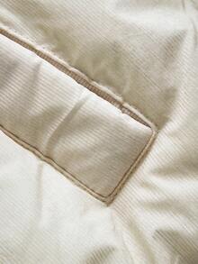 Anewsta 厚实H型中长款仿毛领宽松女式夹克，带侧袋 - 米色 - 查看 4