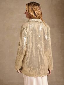 Glamine 优雅舒适的女士金色翻领夹克 - 金色 - 查看 2