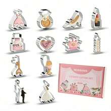 12件套秋季感恩节饼干模具套装 | 海洋动物、树叶形状不锈钢模具 - 火鸡、松鼠、橡子、枫叶等 - 非常适合DIY节日烘焙、蛋糕装饰 - 秋季手工制作，倾注爱意，烘焙爱好者的理想礼物 - 銀色 - 查看 13