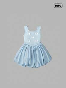 Sweetra Vestido de línea A de princesa de ballet con decoración de volantes y mariposa vintage para niñas bebé en verano, nuevo, en color negro - Azul - Ver 1