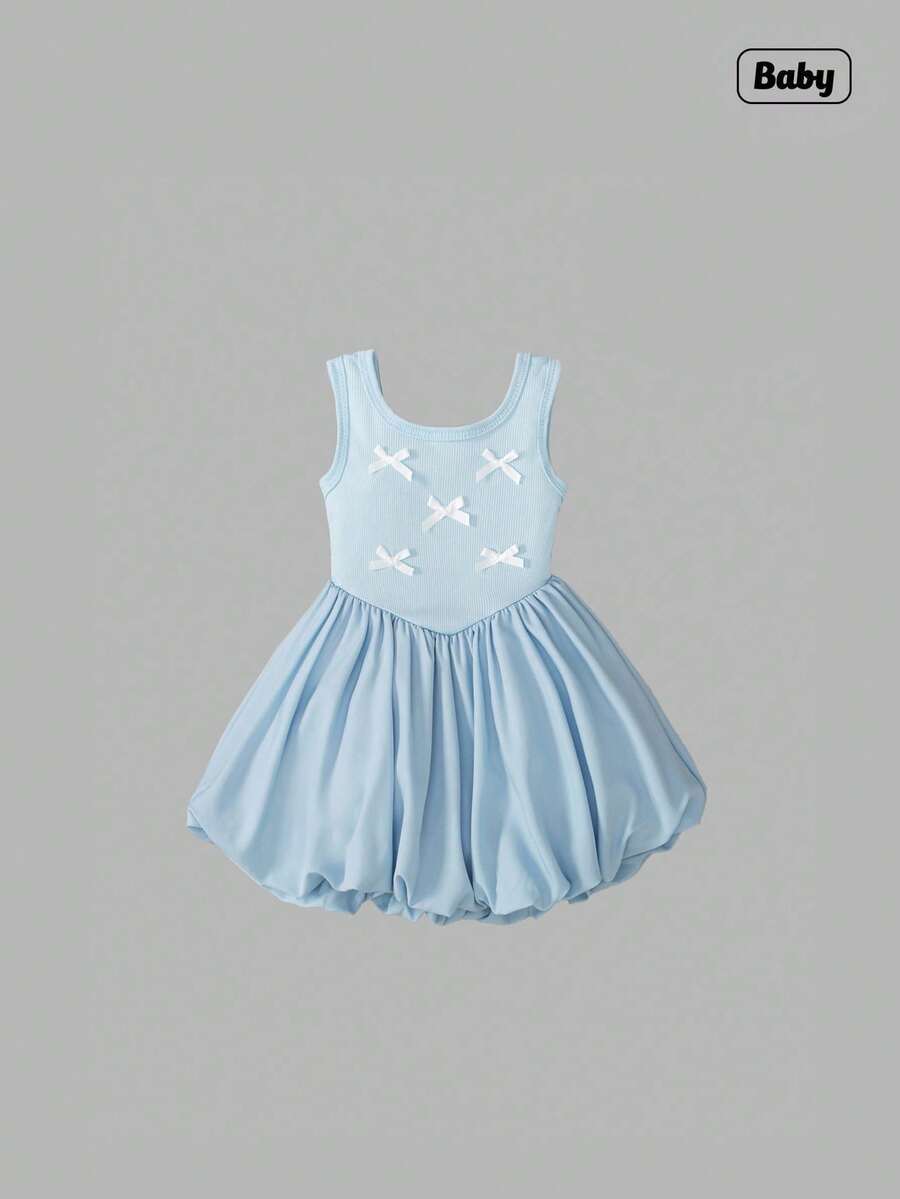 Sweetra Vestido de línea A de princesa de ballet con decoración de volantes y mariposa vintage para niñas bebé en verano, nuevo, en color negro - Azul - Ver 1