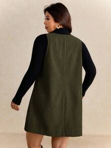 Elaquor 大码纯色简约无袖休闲连衣裙