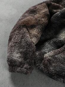 PAVTROS 男士抓绒时尚扎染连帽卫衣，秋冬季长袖上衣 - 淺灰紫 - 查看 7