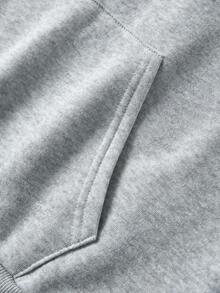 SHEIN 青少年男童秋季新品，休闲简约风，涂鸦手绘星星字母印花，运动街头风，Y2K长袖连帽衫套装，适合秋冬季穿着 - 淺灰色 - 查看 4