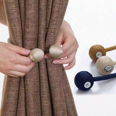 1pc/2pcs Factory Direct Magnetic Curtain Tiebacks, No Drill Creative Hanging Rope Balls, Modern Minimalist, Christmas Decorations, Home Decor, Bedroom, Living Room, Bathroom Decor, Great Housewarming Gift