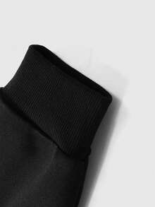 ROMWE MEN Teletubbies X ROMWE 男士休闲卡通图案宽松连帽衫，秋季款 - 黑色 - 查看 4