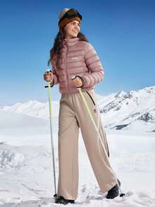 In My Nature Women's Letter Print Long Sleeve Zip-Up Hooded Outdoor Jacket, Winter