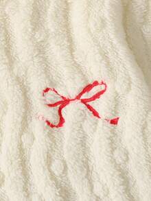 SHEIN 少女休闲双面抓绒长袖睡衣套装 - 波浪波点图案 - 杏色 - 查看 3