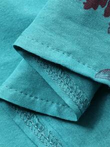 DAZY 女士花卉印花拼接饰边吊带睡裙 - 藍色 - 查看 7