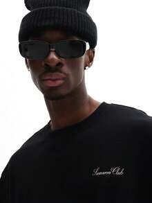 SUMWON Oversized Crew Neck Short Sleeve Summer Club Beverly Hills Rodeo Drive T-Shirt - Black - View 3