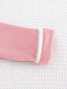 Cozy Pixies Conjunto de ropa casual para el hogar de 2 piezas para niña bebé, con cardigan de manga larga con cuello de solapa y ribete de contraste, y pantalones rectos de cintura elástica para otoño/invierno - Rosa Pálido - Ver 8