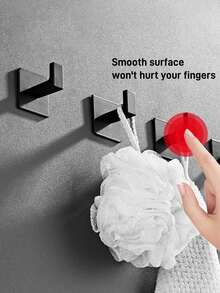 1pc Bathroom Adhesive Towel Hook, Wall Mount Robe Hanger, No Drilling Required Home Bathroom Decor Bathroom Organizer Summer