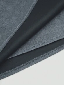 Sweetra 加大码褶皱不对称拉链装饰仿麂皮短裙，简约通勤风格，秋冬 - 霧霾藍 - 查看 6