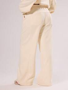 MUSERA 加大码阔腿裤，裤腿缝线细节，松紧腰带设计，适合冬季、假日、舒适、可爱、节日、滑雪、派对后休闲穿着。 - 杏色 - 查看 5