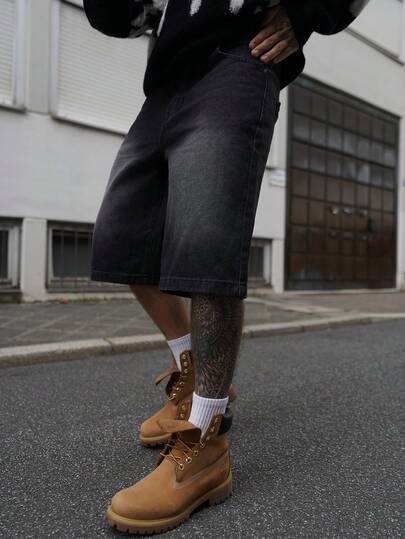 Artur Kramer 复古美式牛仔短裤，宽松直筒廓形，水洗做旧处理，春夏