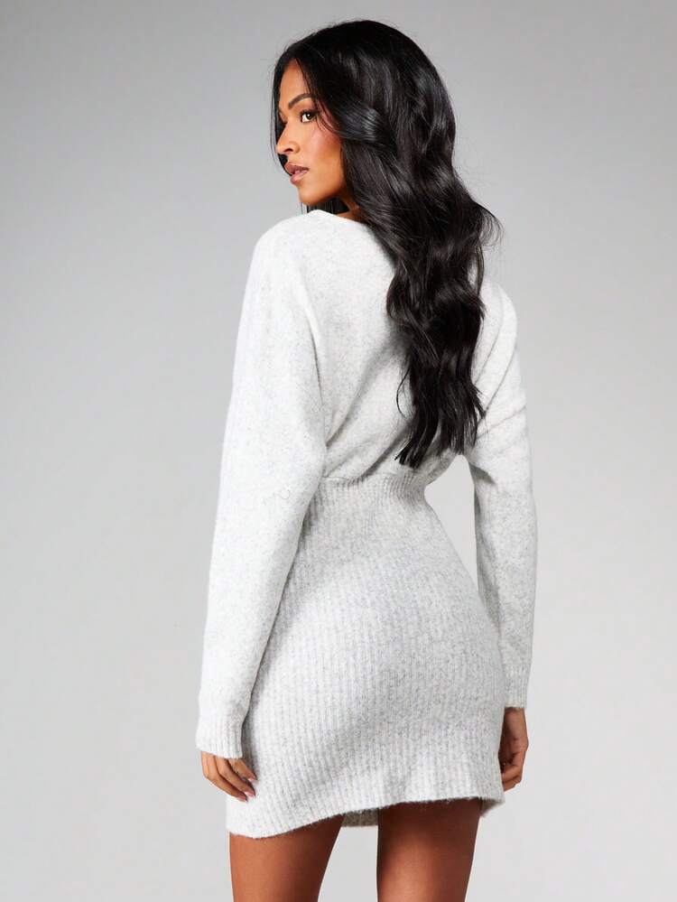 MISSGUIDED Off Shoulder Cable Knit Mini Sweater Dress Long Sleeve Bodycon Winter Fall Cozy Pullover