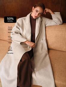 MOTF PREMIUM ABRIGO LARGO DE LANA CON CINTURÓN Y BOLSILLOS