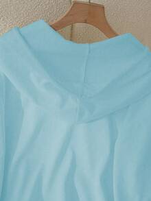 GlowEve 女士心形刺绣连帽休闲长袖套头卫衣 - 藍色 - 查看 4