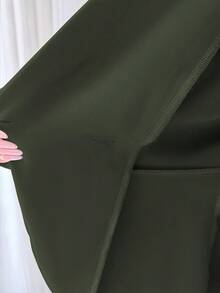 Elenzga 2 件套女士优雅西装套装：缺口领长袖梭织夹克，收腰设计，配阔腿裤，适合秋冬的多功能商务/休闲装 - 綠色 - 查看 8