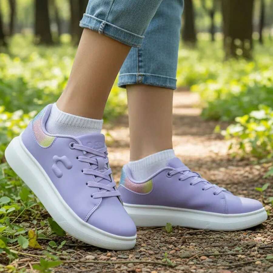 Tenis Charly Kids Niña 1098390 Lila Tipo Choclo Zapatillas Infantiles Con Estilo Actual Colores Suaves Y Talón Iridiscente Comodidad Todo El Día Para Salidas, Juego Y Looks Casual - Lila Púrpura - Ver 1
