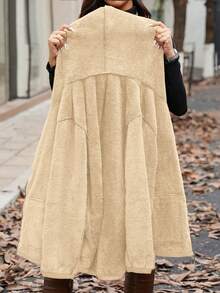 SHEIN LUNE Women's Solid Color Thermal Lined Hoodie With Pockets, Regular Fit Casual Everyday Jacket, Autumn/Winter