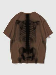 ROMWE MEN Grunge Punk 男士休闲骷髅印花圆领短袖T恤，夏季 - 彩色 - 查看 2