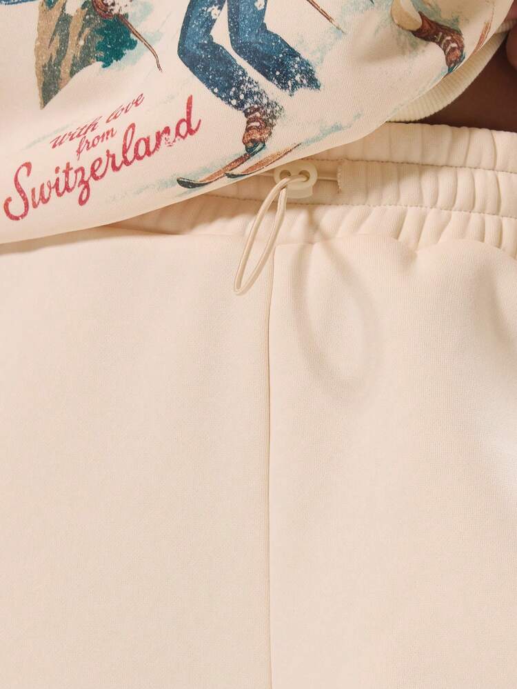 MUSERA Pantalones de chándal con cintura elástica, detalle de costura de pierna ancha, invierno, vacaciones, acogedor, lindo festivo, esquí, fiesta après-ski - Albaricoque - Añade 7