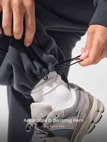 GLOWMODE Everyday Fleece Chill Season Soft Lightweight Warm Chill Balance Hip Curved Adjustable Drawstring Hem Waist Side Pockets Wide-Leg Joggers Pants Autumn Winter Outdoor Daily Casual - Iron Gray - View 5