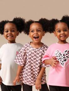 SUMWON 超大爱心印花短袖圆领女童休闲舒适T恤 - 彩色 - 查看 8