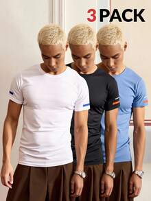 Manfinity VCAY Men's Ice Silk High Elasticity Multi-Piece T-Shirt Set,High Stretch - Multicolor - View 1