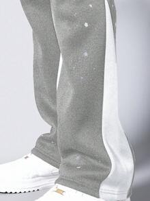 SUMWON Retro Flare Bell Bottom Sweatpants Wide Leg Palazzo Style Comfortable Lounge Pants With Contrast Side Panel Design