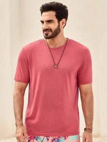 Manfinity VCAY 3pcs Pack Men's Casual Fish Print Round Neck Short Sleeve Knit T-Shirt, Summer - Multicolor - View 3