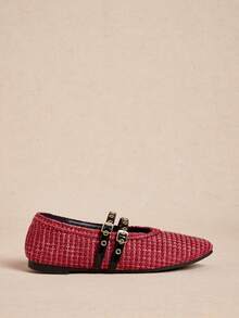 Rosivie 2025 Handwoven Niche Fashion Shoes, New Arrival Double Buckle Strap Ballet Flats For Women - Red - View 12