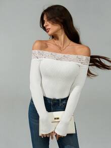 SHEIN Tall Women Cotton Blend Black And Grey Striped Half-Zip T-Shirt - White - View 3