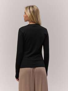 MUSERA Áo thun dài tay ôm dáng cổ tròn in họa tiết, phong cách cổ điển, dễ thương, đồng quê, nhà tranh, phong cách thanh lịch, thoải mái, dành cho nữ, màu vàng bơ, thích hợp cho mùa xuân hè, đi nghỉ mát. - màu đen - Xem 3