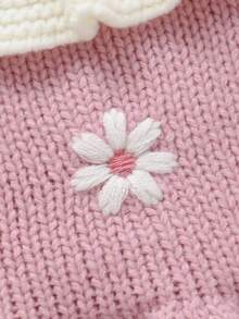 2pcs Baby Girl Outfit: Ruffled Collar Embroidered Sweater Dress + Casual Leggings, Cute & Minimalist Style Baby Set Autumn Winter Season Baby Girl Long Sleeve Outfit Baby Girl Knitted Outfit Baby Girl Knitted Outfits Baby Girl Winter Clothes Set Baby Girl Knitted Outfit Jumpsuit For Baby Girl Elegant Newborn Romper With Bow Baby Knit Jumpsuit Pink Bow Baby Outfit Baby Knitted Outfit Baby Set Autumn Winter Season Vintage Winter Baby Clothes Newborn Sweater Romper Neutral Baby Clothes Unisex - Pink - View 3