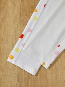 SHEIN 2pcs Tween Girl Set: Round Neck Raglan Sleeve Heart & Ditsy Floral Sweatshirt + Leggings - White - View 4