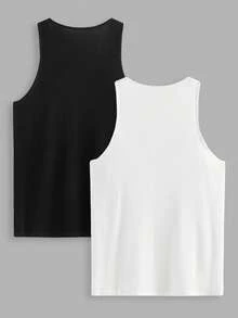 EASEVO 2 Pack große Größen Herren Lässig Schwarz & Weiß Strick Rundhals Pullunder, geeignet für Sommer, Schule