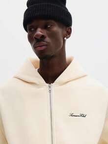 SUMWON 全拉链连帽衫和运动裤套装，带抽绳帽、中央口袋和弹性腰带，休闲家居服 - 淡黃色 - 查看 6