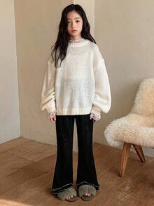 DAZY Tween Girls' Casual Solid Color Loose Straight Leg Pants