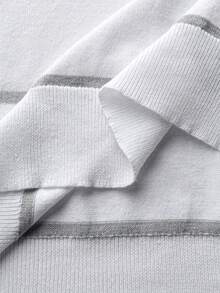 Manfinity Mode Men Striped Pattern Sweater Round Neck Long Sleeve Pullover Color Block White Business Casual Sweater For Husband, For Fall Winter - White - View 7