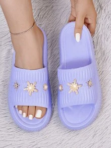 Nuevas sandalias casuales de mujer de moda para exteriores con doble hebilla, suela gruesa de material EVA cómoda, sandalias casuales impermeables antideslizantes para interiores - Azul - Ver 8