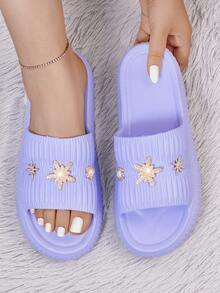 Nuevas sandalias casuales de mujer de moda para exteriores con doble hebilla, suela gruesa de material EVA cómoda, sandalias casuales impermeables antideslizantes para interiores - Azul - Ver 1