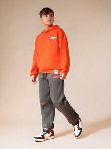 Bộ áo hoodie và quần jogger SUMWON dành cho bé trai, phối hợp in logo ngôi sao, thích hợp mặc hàng ngày hoặc đi nghỉ mát. - trái cam - Xem 2