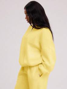 MUSERA Quarter Zip Oversized Sweatshirt Casual, Airport Graduation, Back To School, Teacher, Winter Carnival Vacation - Yellow - View 2