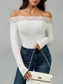 SHEIN Tall Women Cotton Blend Black And Grey Striped Half-Zip T-Shirt - White - View 4