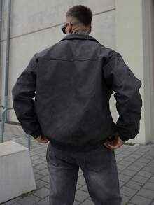 Artur Kramer 男士宽松机车皮夹克，全新秋冬款式 - 黑色 - 查看 2