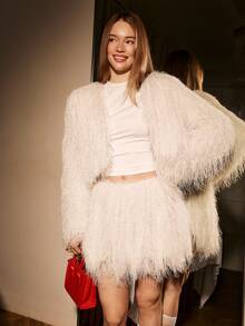 Muvela 女士低腰蓬蓬裙摆迷你裙，复古风，秋冬必备单品，适合日常穿着、姐妹聚会、下午茶、假期、派对、圣诞节、生日等场合。 - 杏色 - 查看 7