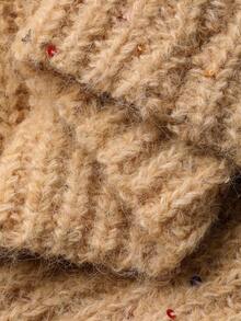Livesso Damen Einfarbige Lose Gestrickte Lässige Kapuzenjacke, Herbst - Khaki - Übersicht 7